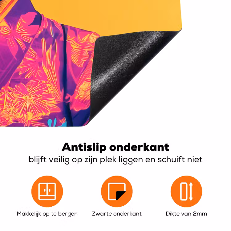Aap - Kimono - Bloemen - Hoofdtooi Inductie beschermer vinyl 3mm klein -zzzzzzz-td-onderkant