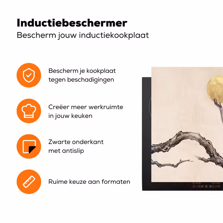 Aap - Maan - Goud Inductie beschermer vinyl 3mm klein -zzzzzzz-td-ups