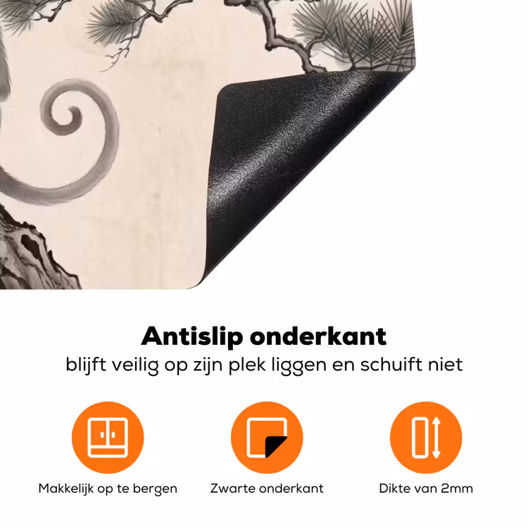 Aap - Maan - Goud Inductie beschermer vinyl 3mm klein -zzzzzzz-td-onderkant