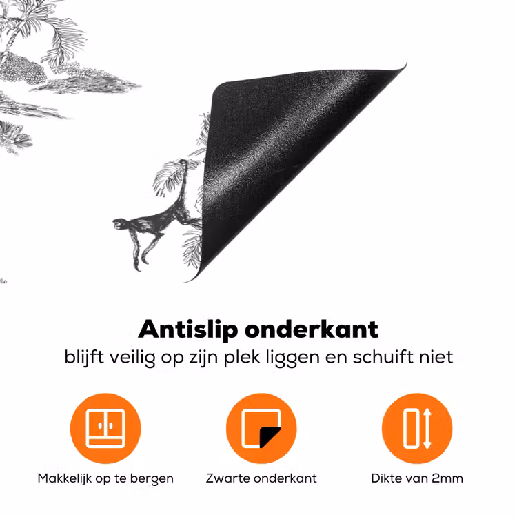 Aap - Oerwoud - Grijs Inductie beschermer vinyl 3mm klein 276 -zzzzzzz-td-onderkant