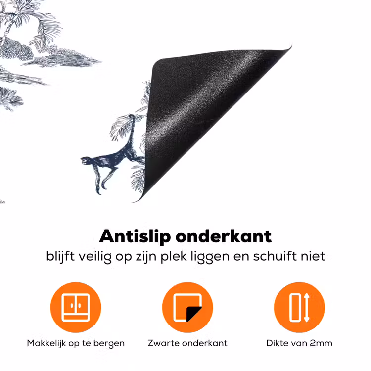 Aap - Palmboom - Blauw Inductie beschermer vinyl 3mm klein 276 -zzzzzzz-td-onderkant