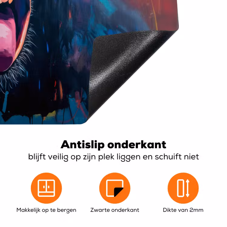 Aap - Tong - Abstract - Zwart Inductie beschermer vinyl 3mm groot -zzzzzzz-td-onderkant