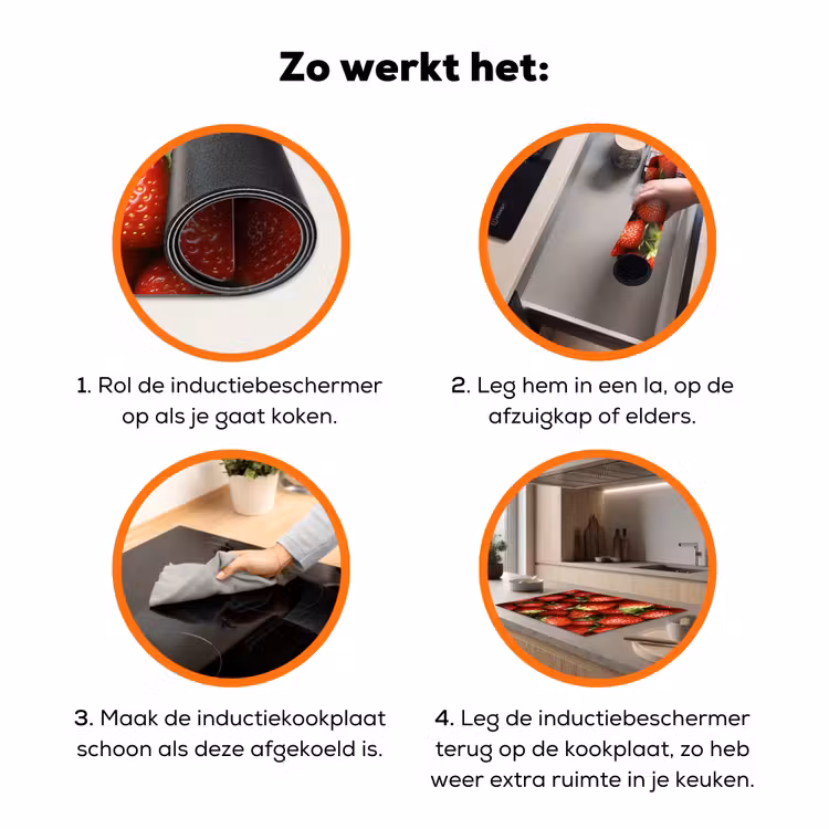 Aardbei - Fruit - Rood Inductie beschermer vinyl 3mm klein -zzzzzzz-td-werking