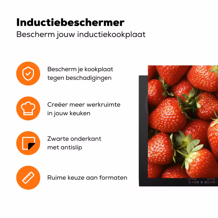 Aardbei - Fruit - Rood Inductie beschermer vinyl 3mm klein -zzzzzzz-td-ups