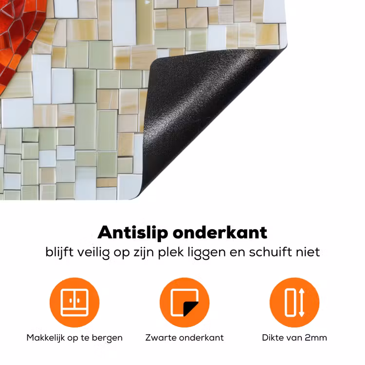 Aardbei - Rood - Mozaïek - Fruit Inductie beschermer vinyl 3mm klein -zzzzzzz-td-onderkant