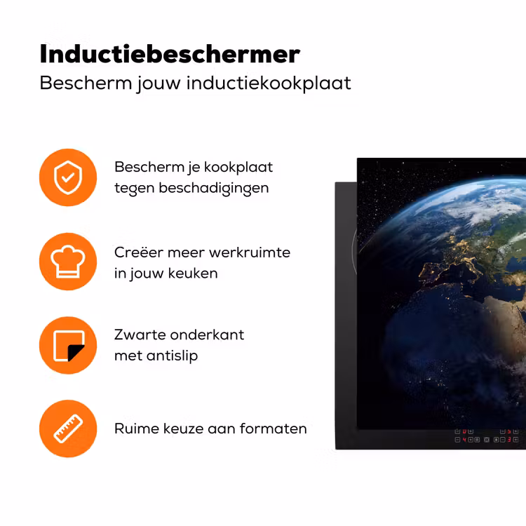 Aarde - Ruimte - Blauw - Groen Inductie beschermer vinyl 3mm klein -zzzzzzz-td-ups