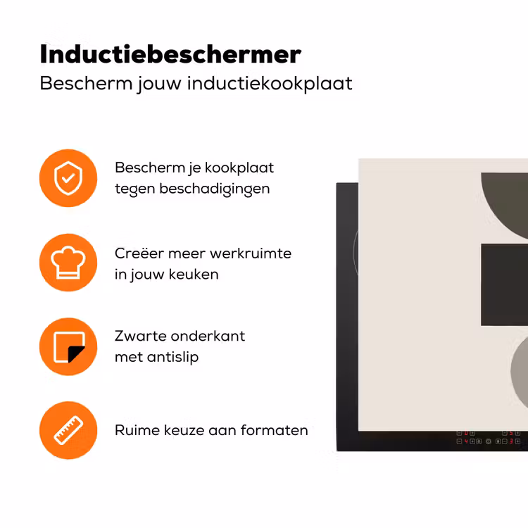 Aardetinten - Abstracte compositie - Eenvoudige vormen Inductie beschermer vinyl 3mm klein -zzzzzzz-td-ups