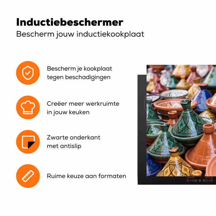 Inductiebeschermer - Aardewerk - Kleurrijk - Patroon - Aardewerk - Kleurrijk - Patroon Inductie beschermer vinyl 3mm klein
