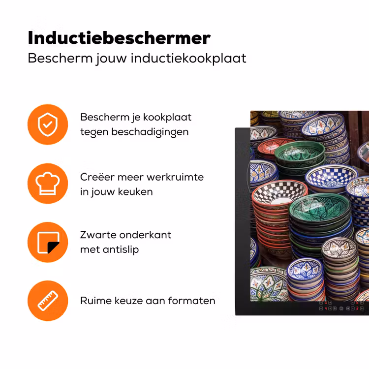 Inductiebeschermer - Aardewerk - Oosters - Kleurrijk - Aardewerk - Oosters - Kleurrijk Inductie beschermer vinyl 3mm klein