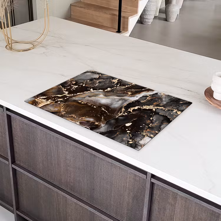 Aardse Marmeren Luxe Inductie beschermer vinyl 3mm klein -sfeer8