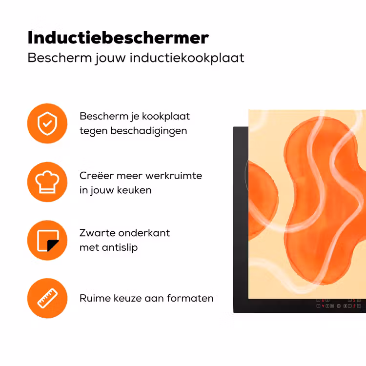 Abstract - Aquarel - Organisch - Oranje - Roze Inductie beschermer vinyl 3mm klein -zzzzzzz-td-ups