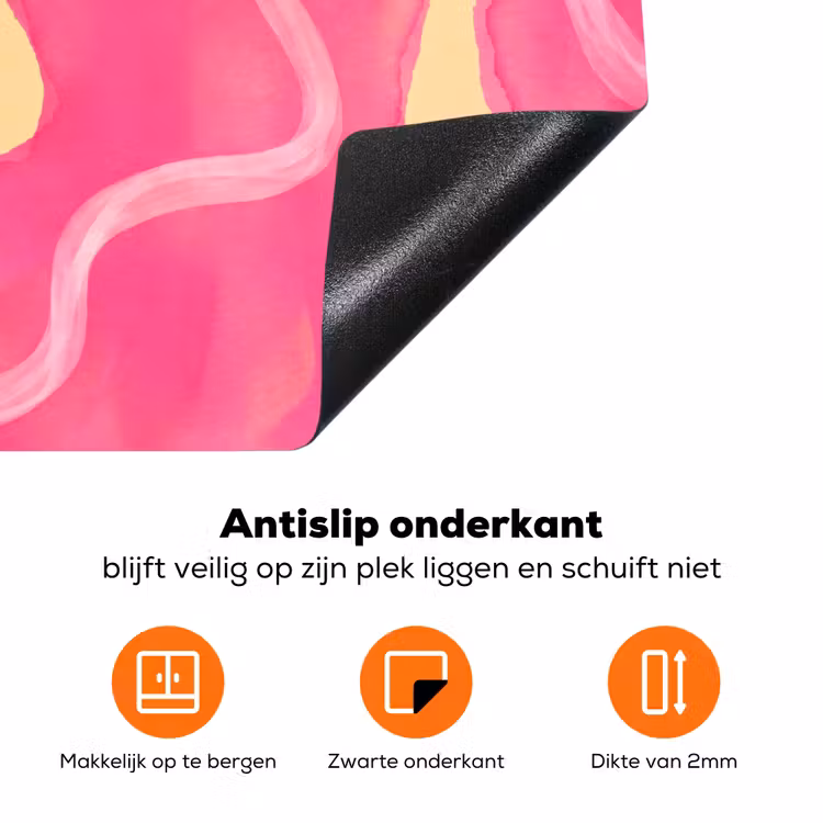 Abstract - Aquarel - Organisch - Oranje - Roze Inductie beschermer vinyl 3mm klein -zzzzzzz-td-onderkant