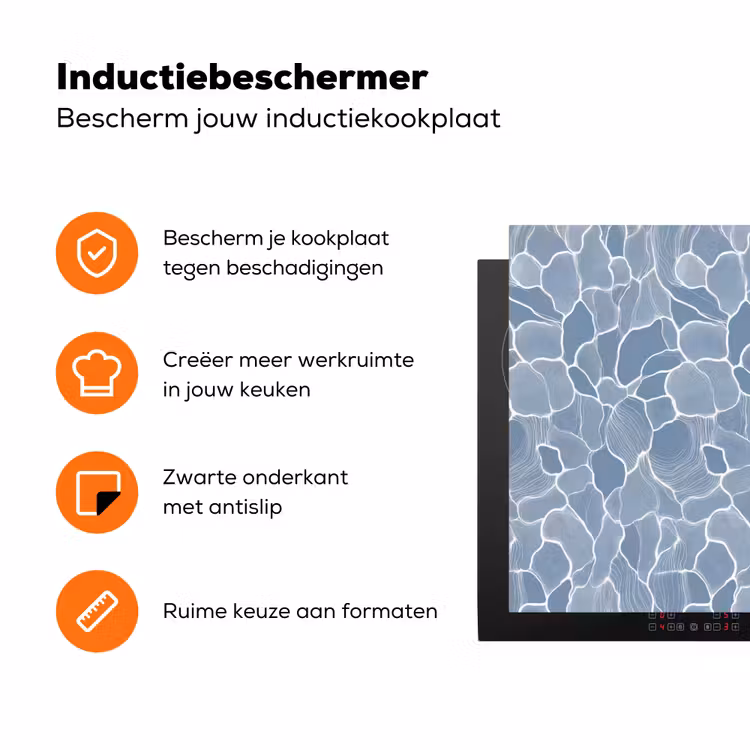 Abstract - Blauw - Bladeren Inductie beschermer vinyl 3mm klein -zzzzzzz-td-ups
