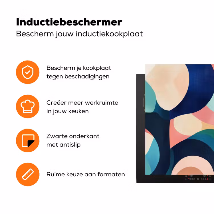 Abstract - Blauw - Roze Inductie beschermer vinyl 3mm klein -zzzzzzz-td-ups