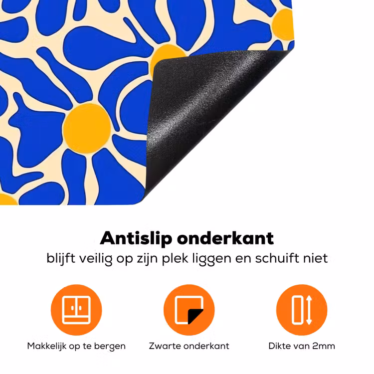 Abstract - Bloem - Blauw Inductie beschermer vinyl 3mm klein 276 -zzzzzzz-td-onderkant
