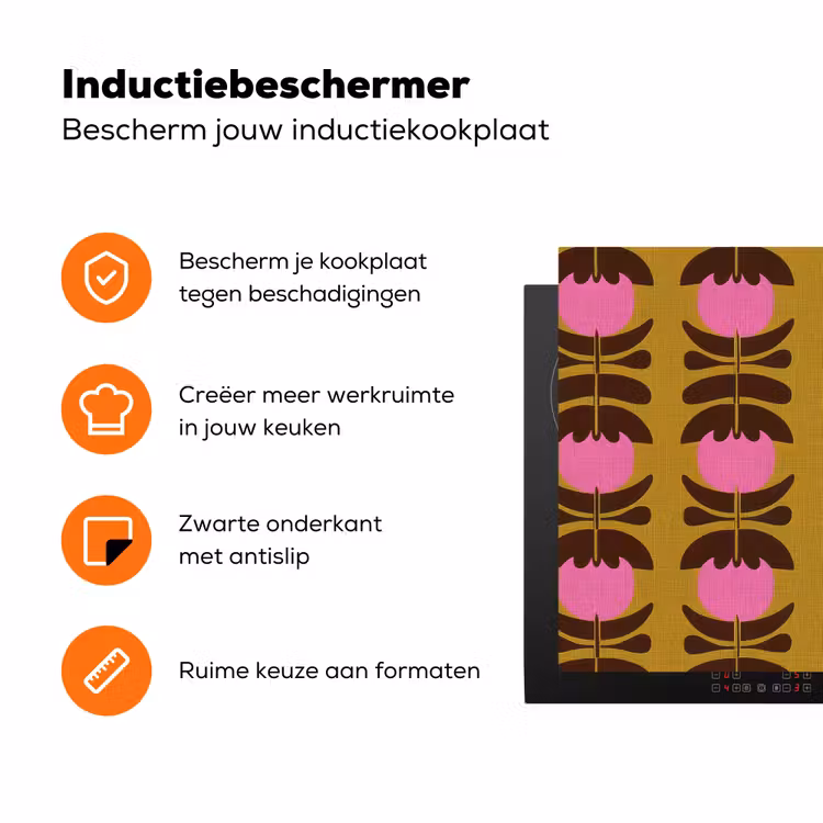 Abstract - Bloemen - Roze Inductie beschermer vinyl 3mm klein 276 -zzzzzzz-td-ups