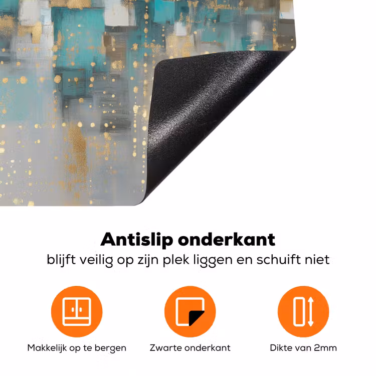 Abstract - Blokken - Goud - Skyline Inductie beschermer vinyl 3mm klein -zzzzzzz-td-onderkant