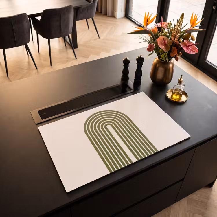Abstract - Bogen - Modern - Groen - Kunst Inductie beschermer vinyl 3mm klein -sfeer5