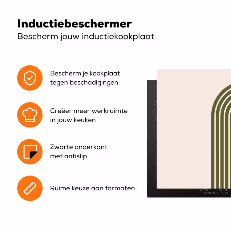 Abstract - Bogen - Modern - Groen - Kunst Inductie beschermer vinyl 3mm klein -zzzzzzz-td-ups