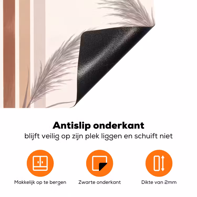 Abstract - Bogen - Plant - Boho - Beige Inductie beschermer vinyl 3mm klein -zzzzzzz-td-onderkant