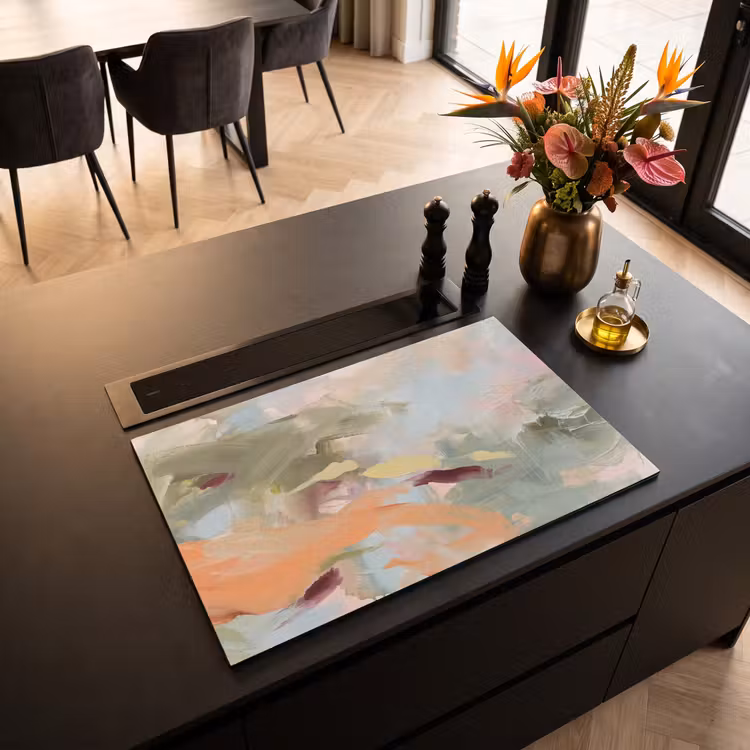 Abstract - Borstelstreken - Kunst - Modern - Pastel Inductie beschermer vinyl 3mm klein -sfeer5