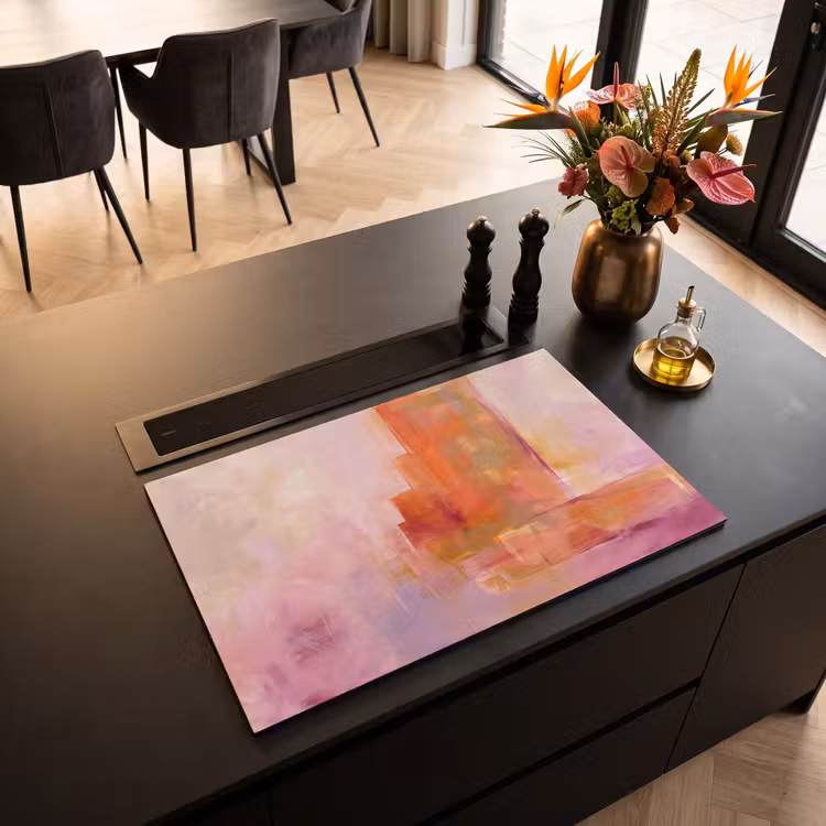 Abstract - Borstelstreken - Kunst - Paars - Goud Inductie beschermer vinyl 3mm klein -sfeer5