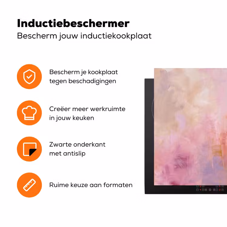 Abstract - Borstelstreken - Kunst - Paars - Goud Inductie beschermer vinyl 3mm klein -zzzzzzz-td-ups