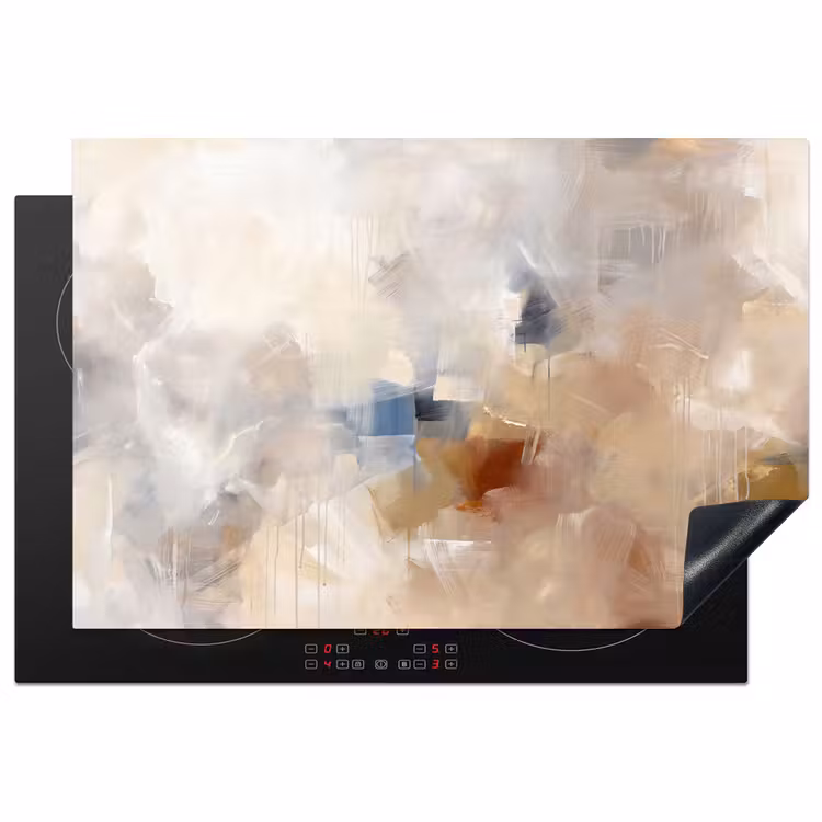 Abstract - Borstelstreken - Modern - Beige - Kunst Inductie beschermer vinyl 3mm klein -3d