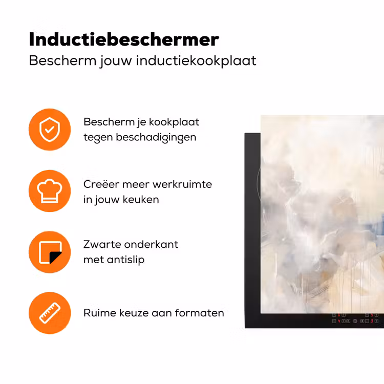 Abstract - Borstelstreken - Modern - Beige - Kunst Inductie beschermer vinyl 3mm klein -zzzzzzz-td-ups