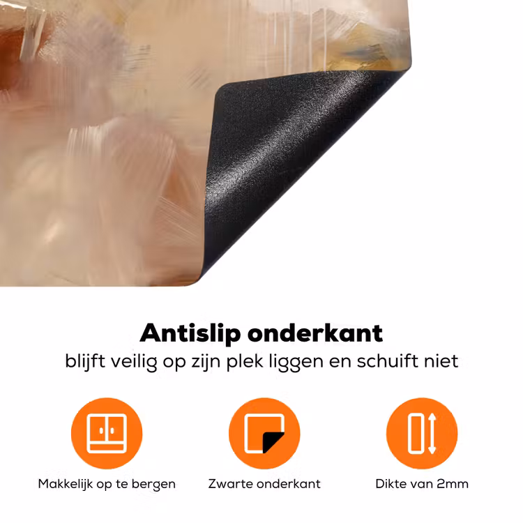 Abstract - Borstelstreken - Modern - Beige - Kunst Inductie beschermer vinyl 3mm klein -zzzzzzz-td-onderkant