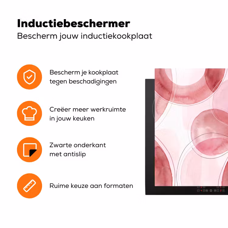 Abstract - Cirkels - Modern - Roze - Kunst Inductie beschermer vinyl 3mm klein -zzzzzzz-td-ups