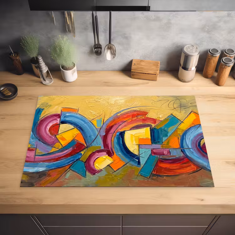 Abstract - Cirkels - Schilderij - Kleurrijk - Dynamisch Inductie beschermer vinyl 3mm klein -sfeer5