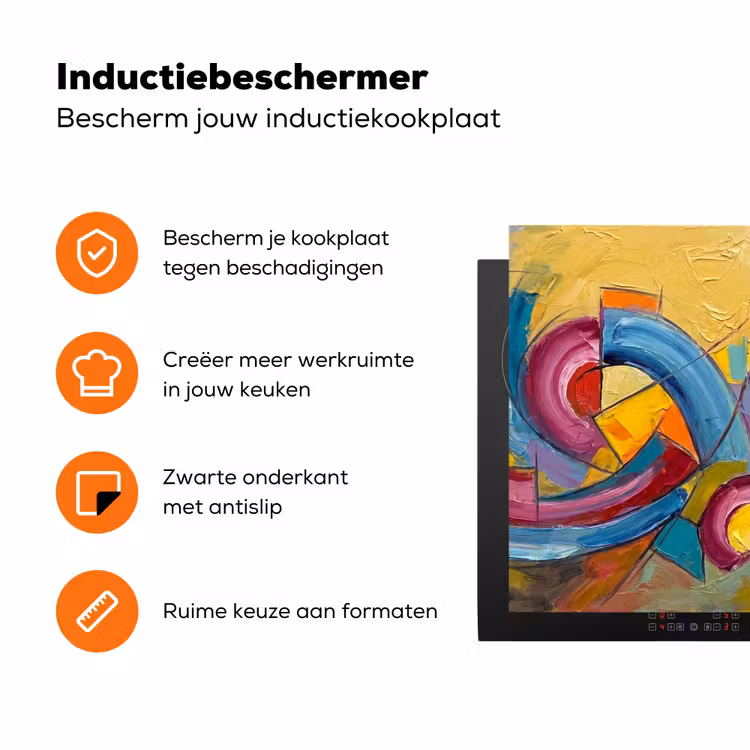Abstract - Cirkels - Schilderij - Kleurrijk - Dynamisch Inductie beschermer vinyl 3mm klein -zzzzzzz-td-ups