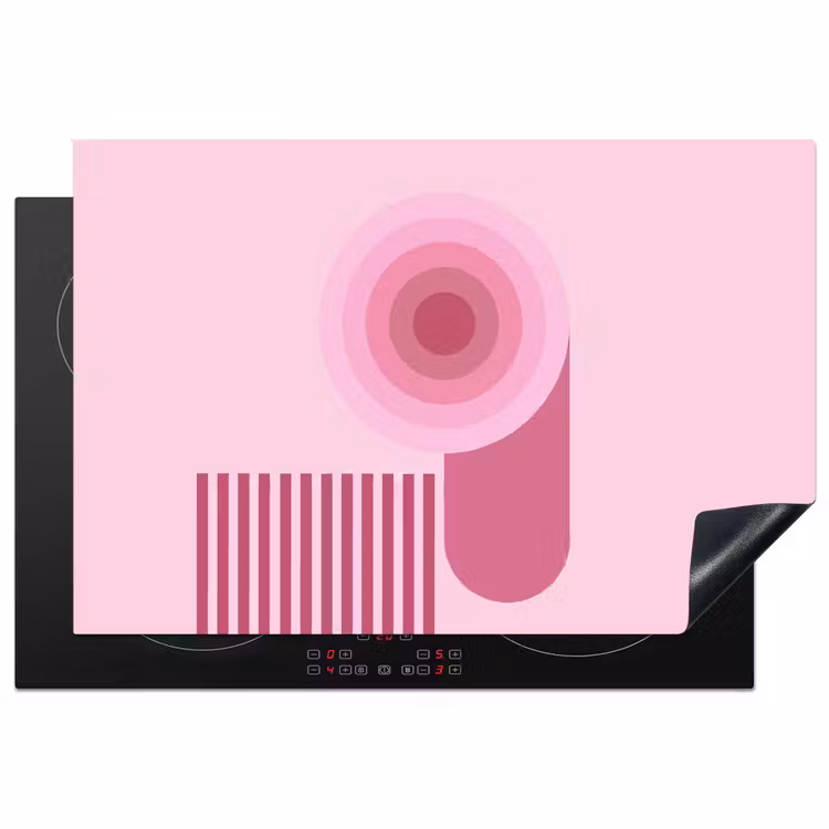 Abstract - Cirkels - Strepen - Modern - Roze Inductie beschermer vinyl 3mm klein -3d