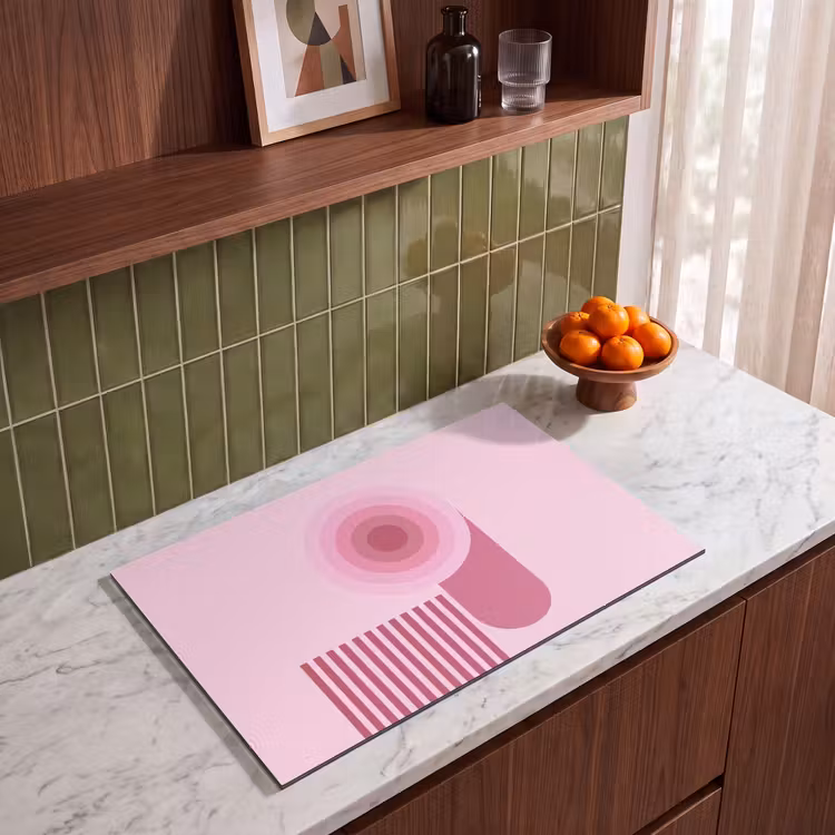 Abstract - Cirkels - Strepen - Modern - Roze Inductie beschermer vinyl 3mm klein -sfeer8
