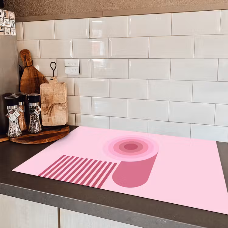 Abstract - Cirkels - Strepen - Modern - Roze Inductie beschermer vinyl 3mm klein -sfeer3