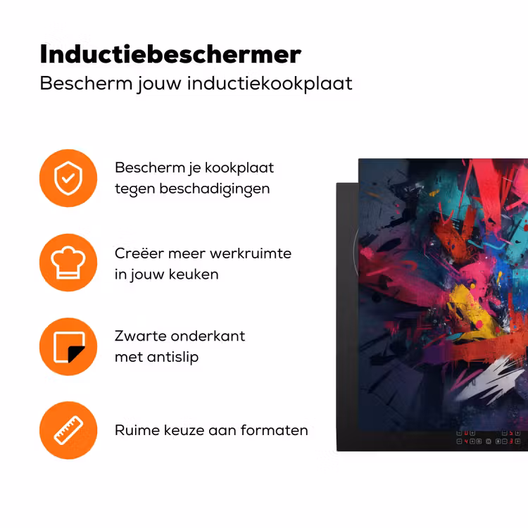 Abstract - Explosie - Neonkleuren Inductie beschermer vinyl 3mm klein -zzzzzzz-td-ups