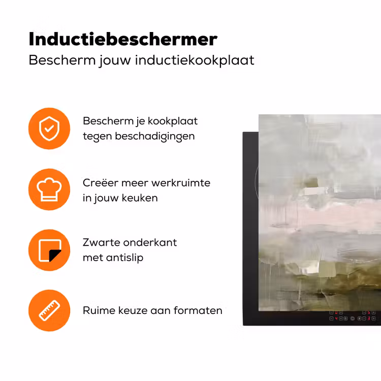 Abstract - Gelaagd - Kunst - Modern - Grijs-Groen Inductie beschermer vinyl 3mm klein -zzzzzzz-td-ups