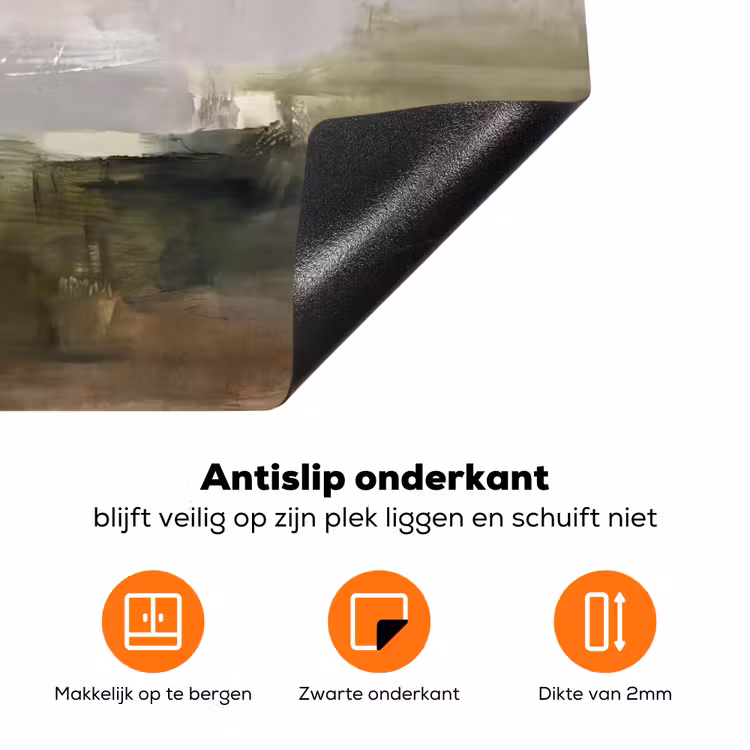Abstract - Gelaagd - Kunst - Modern - Grijs-Groen Inductie beschermer vinyl 3mm klein -zzzzzzz-td-onderkant