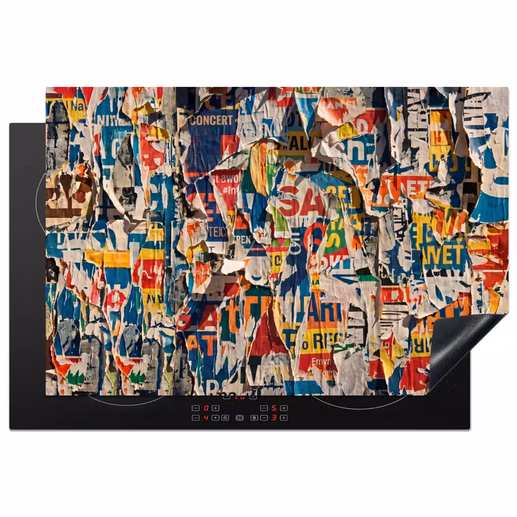 Abstract - Gelaagd papier - Urban - Modern - Kleurrijk Inductie beschermer vinyl 3mm klein -3d