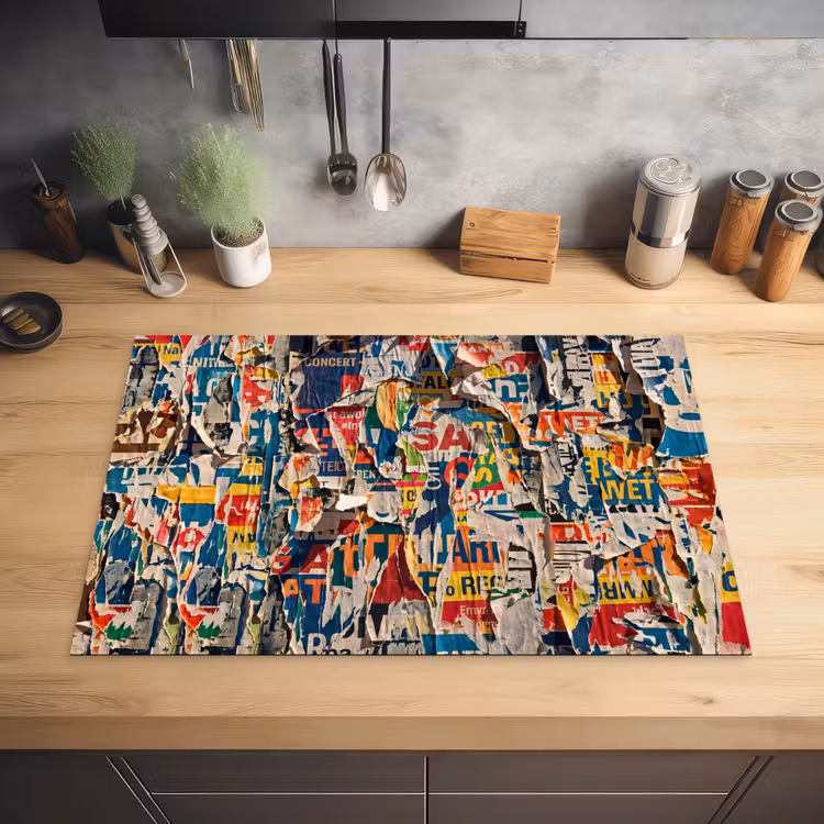 Abstract - Gelaagd papier - Urban - Modern - Kleurrijk Inductie beschermer vinyl 3mm klein -sfeer5