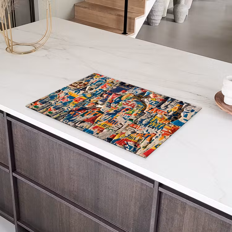 Abstract - Gelaagd papier - Urban - Modern - Kleurrijk Inductie beschermer vinyl 3mm klein -sfeer8