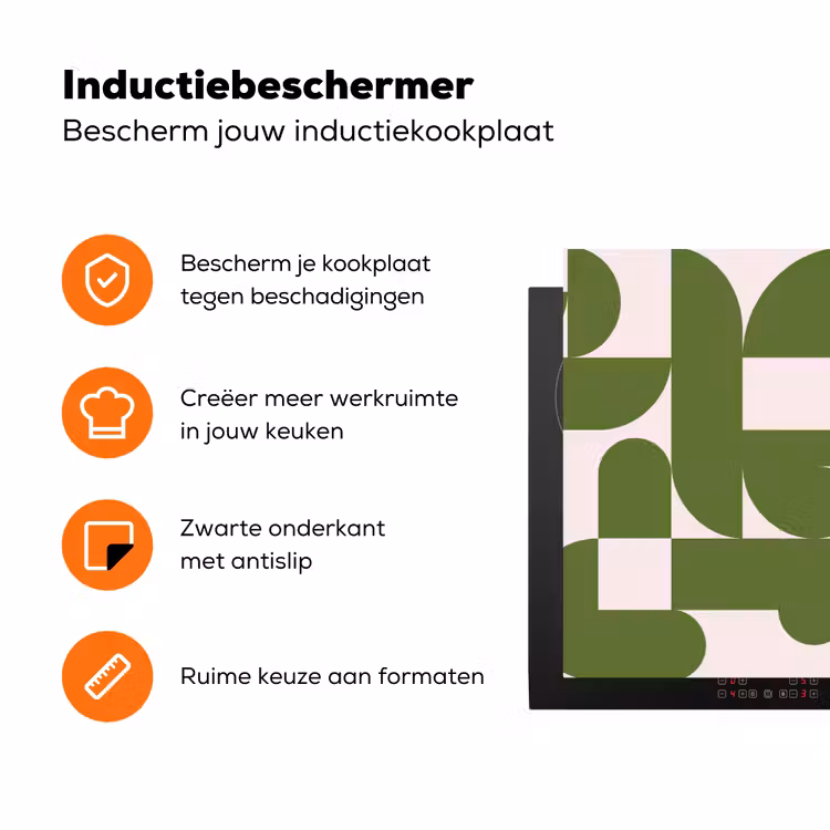 Abstract - Geometrie - Modern - Groen - Wit Inductie beschermer vinyl 3mm klein -zzzzzzz-td-ups