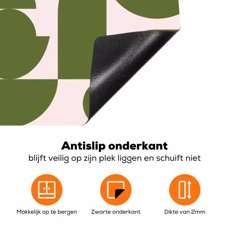 Abstract - Geometrie - Modern - Groen - Wit Inductie beschermer vinyl 3mm klein -zzzzzzz-td-onderkant