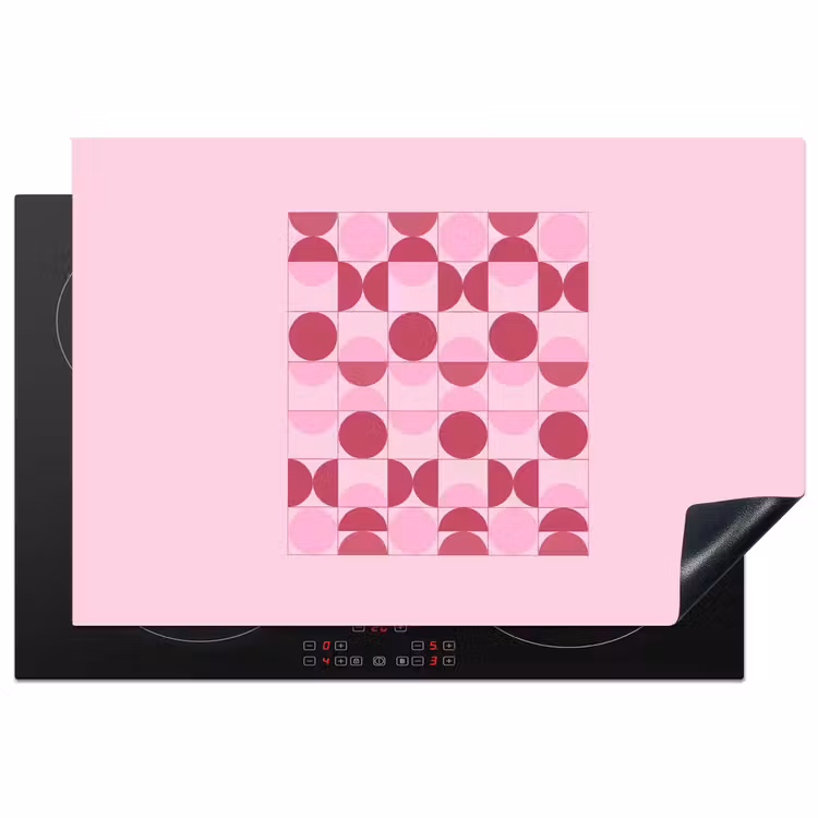 Abstract - Geometrisch - Cirkels - Roze - Modern Inductie beschermer vinyl 3mm klein -3d