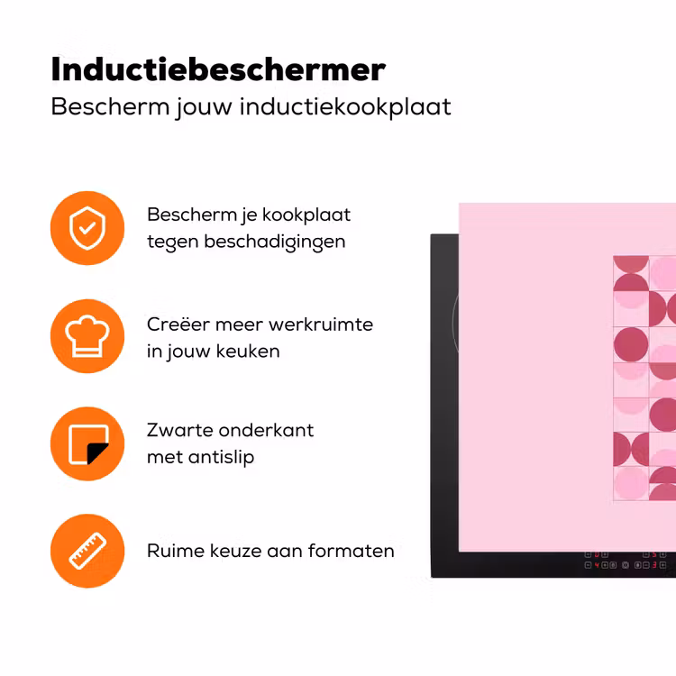 Abstract - Geometrisch - Cirkels - Roze - Modern Inductie beschermer vinyl 3mm klein -zzzzzzz-td-ups