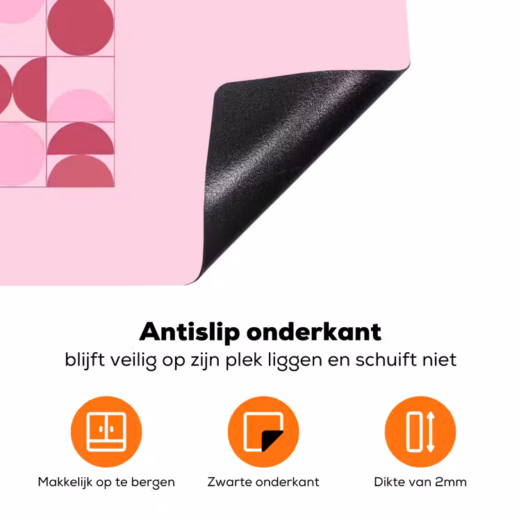 Abstract - Geometrisch - Cirkels - Roze - Modern Inductie beschermer vinyl 3mm klein -zzzzzzz-td-onderkant