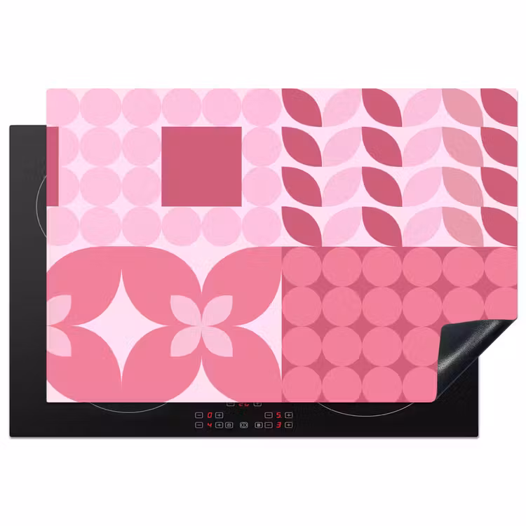 Abstract - Geometrisch - Patroon - Modern - Roze Inductie beschermer vinyl 3mm klein -3d
