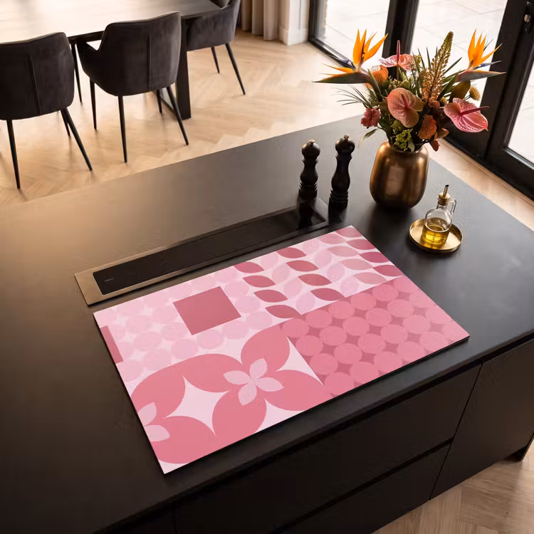 Abstract - Geometrisch - Patroon - Modern - Roze Inductie beschermer vinyl 3mm klein -sfeer5