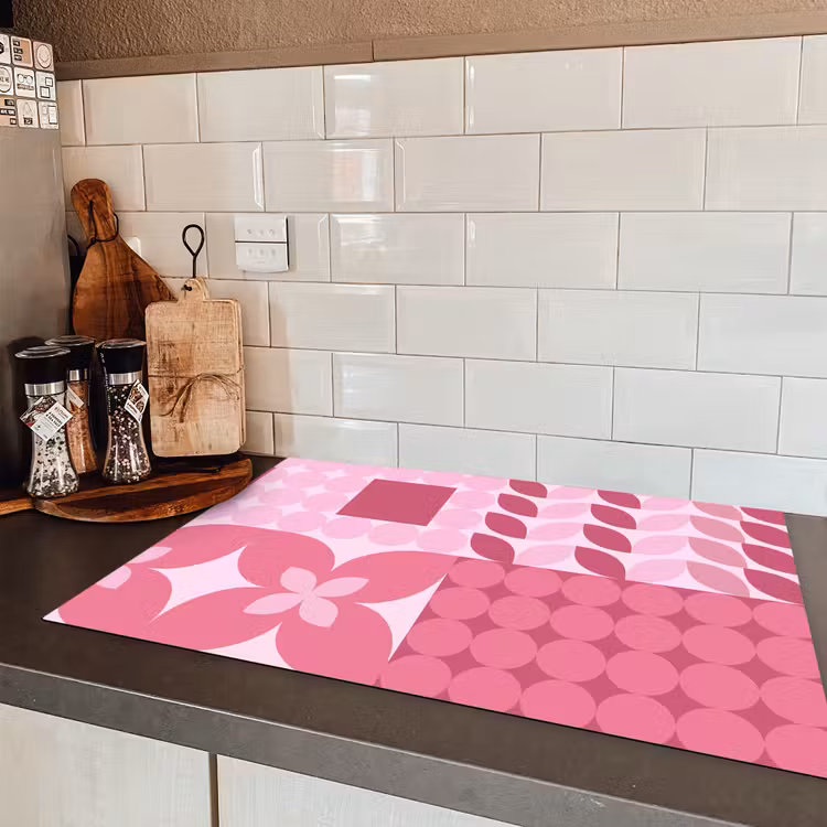 Abstract - Geometrisch - Patroon - Modern - Roze Inductie beschermer vinyl 3mm klein -sfeer3
